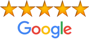 The Google logo is displayed with five gold stars above it.