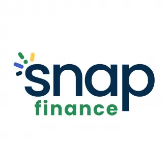 A logo for 'Snap Finance' consisting of the company name in navy blue text with a stylized sun icon in green, blue, and yellow